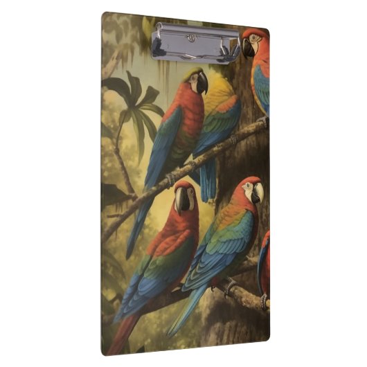  botanische scène kleurrijke papegaaien in een boo klembord (Rechts)