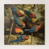  botanische scène kleurrijke papegaaien in een boo legpuzzel (Horizontaal)