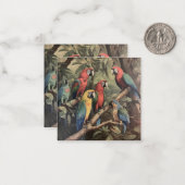  botanische scène kleurrijke papegaaien in een boo notitiekaartje (Voorkant / Achterkant in situ)