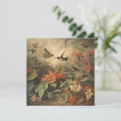  botanische scène kolibries en bloemen (Staand voorkant)