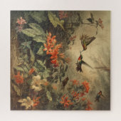  botanische scène kolibries en bloemen legpuzzel (Horizontaal)