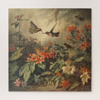 botanische scène kolibries en bloemen legpuzzel