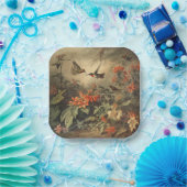  botanische scène: kolibries en bloemen papieren bordje (Feest)