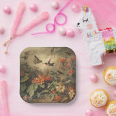  botanische scène: kolibries en bloemen papieren bordje (Feest)