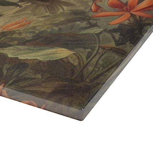  botanische scène kolibries en bloemen snijplank (Hoek)