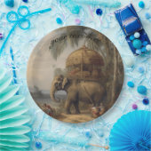 botanische scène olifant aanpasbaar papieren bordje (Feest)