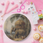 botanische scène olifant aanpasbaar papieren bordje (Feest)