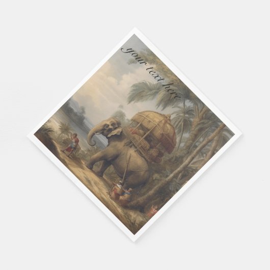 botanische scène olifant aanpasbaar servet (Hoek)