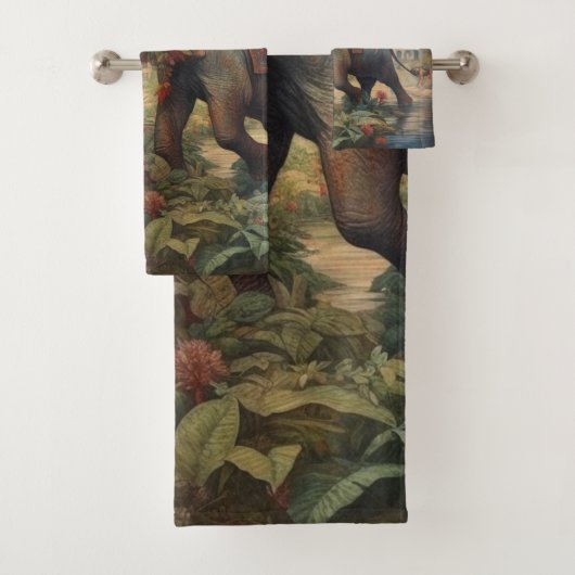  botanische scène olifant met howdah bad handdoek (Insitu)