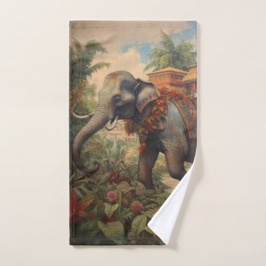  botanische scène olifant met howdah bad handdoek (Handdoek)