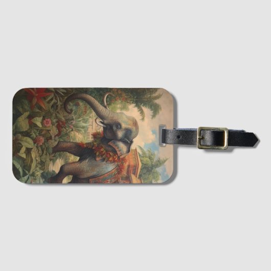  botanische scène olifant met howdah bagagelabel (Voorkant (horizontaal))