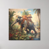  botanische scène olifant met howdah canvas afdruk (Voorkant)