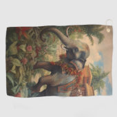 botanische scène olifant met howdah golfhanddoek (Horizontaal)