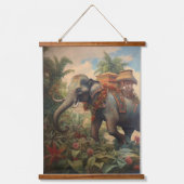 botanische scène olifant met howdah hangend wandkleed (Voorkant)
