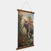botanische scène olifant met howdah hangend wandkleed (Gebogen)