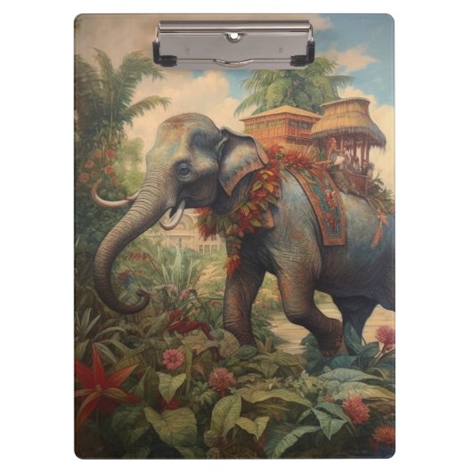  botanische scène olifant met howdah klembord (Voorkant)