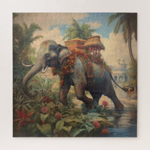  botanische scène olifant met howdah legpuzzel