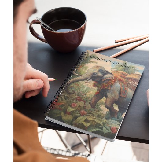  botanische scène olifant met howdah notitieboek