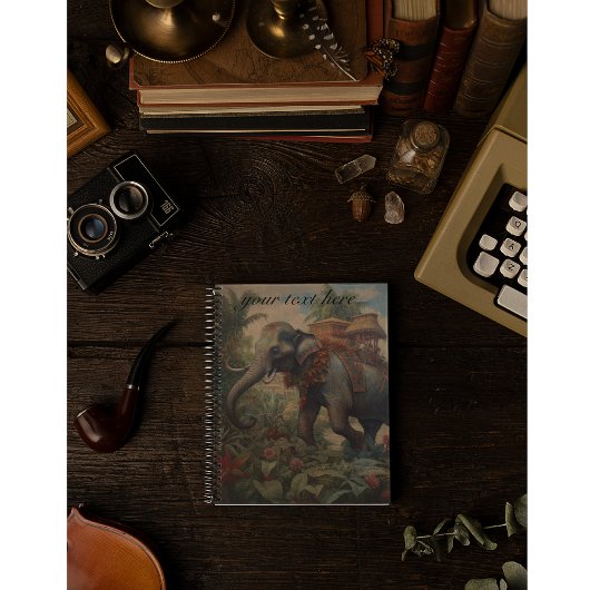  botanische scène olifant met howdah notitieboek