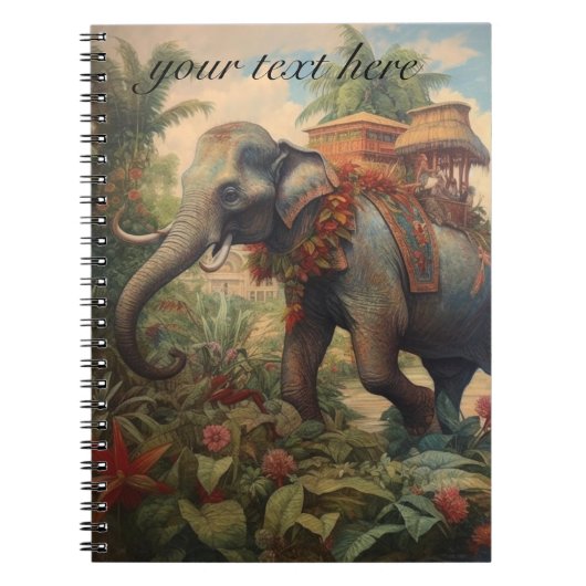  botanische scène olifant met howdah notitieboek (Voorkant)