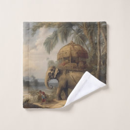 botanische scène olifant met howdah ook bad handdoek