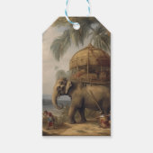  botanische scène olifant met howdah ook cadeaulabel (Voorkant)