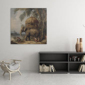  botanische scène olifant met howdah ook canvas afdruk