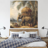 botanische scène olifant met howdah ook canvas afdruk (Insitu (Slaapkamer))