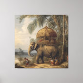  botanische scène olifant met howdah ook canvas afdruk (Voorkant)