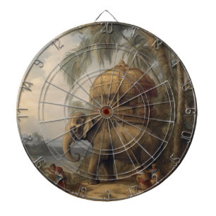 botanische scène olifant met howdah ook dartbord
