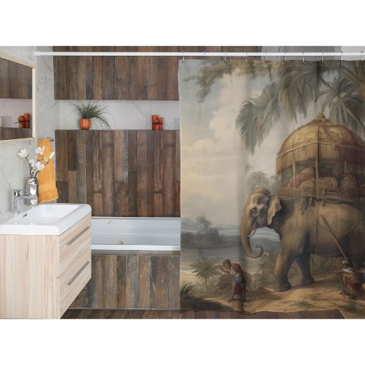botanische scène olifant met howdah ook douchegordijn