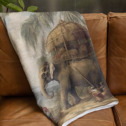  botanische scène olifant met howdah ook fleece deken