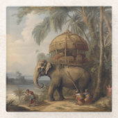  botanische scène olifant met howdah ook glazen onderzetter (Voorkant)