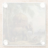  botanische scène olifant met howdah ook glazen onderzetter (Achterkant)
