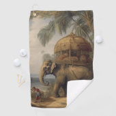  botanische scène olifant met howdah ook golfhanddoek (Insitu)