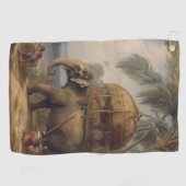  botanische scène olifant met howdah ook golfhanddoek (Horizontaal)