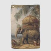 botanische scène olifant met howdah ook golfhanddoek (Voorkant)