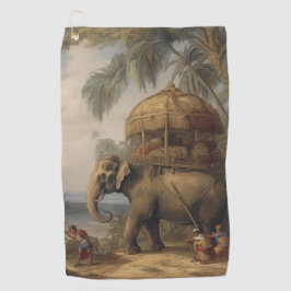  botanische scène olifant met howdah ook golfhanddoek