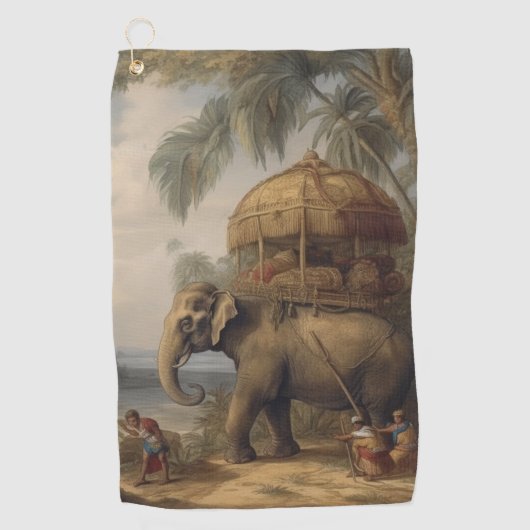 botanische scène olifant met howdah ook golfhanddoek (Voorkant)