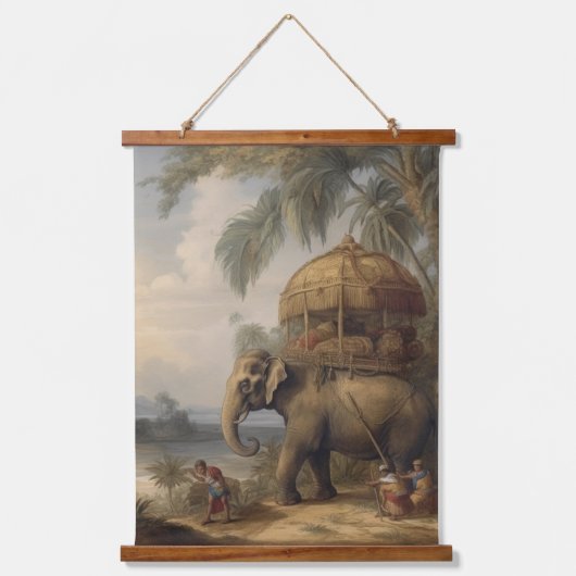  botanische scène olifant met howdah ook hangend wandkleed (Voorkant)