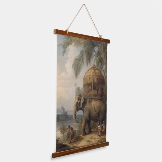  botanische scène olifant met howdah ook hangend wandkleed (Gebogen)