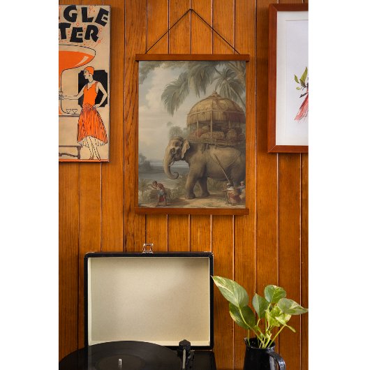 botanische scène olifant met howdah ook hangend wandkleed