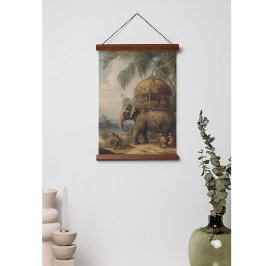  botanische scène olifant met howdah ook hangend wandkleed