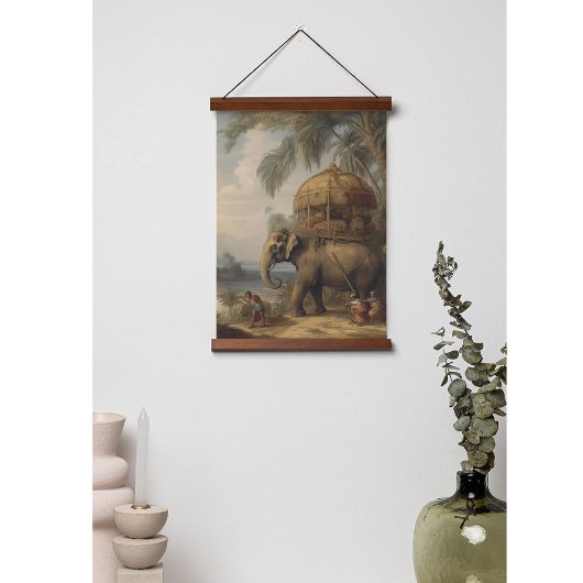  botanische scène olifant met howdah ook hangend wandkleed