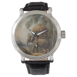  botanische scène olifant met howdah ook horloge
