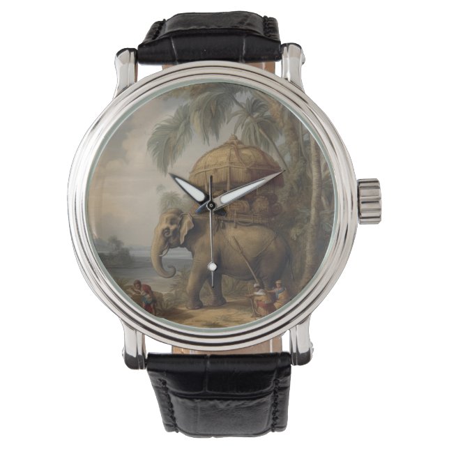  botanische scène olifant met howdah ook horloge (Voorkant)
