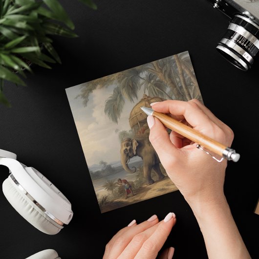  botanische scène olifant met howdah ook kaart