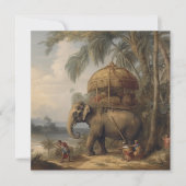 botanische scène olifant met howdah ook kaart (Voorkant)