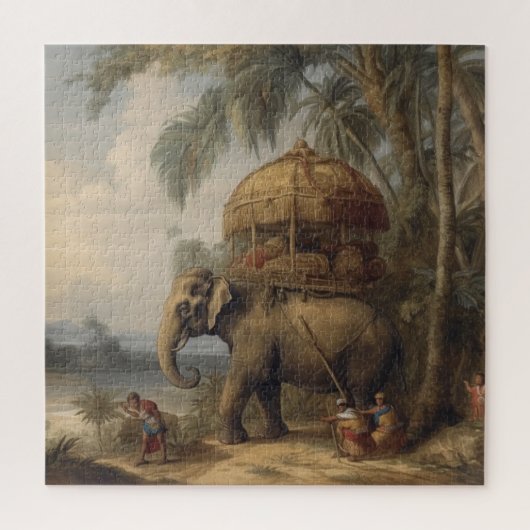 botanische scène olifant met howdah ook legpuzzel (Verticaal)