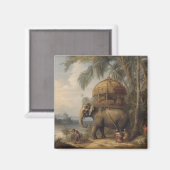  botanische scène olifant met howdah ook magneet (Voorkant / Achterkant)
